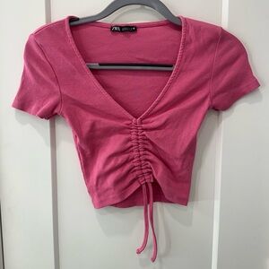 ZARA Pink Tee with Ties
